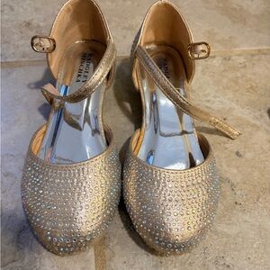 Elegant Gold Kid’s Shoes with Ankle Strap